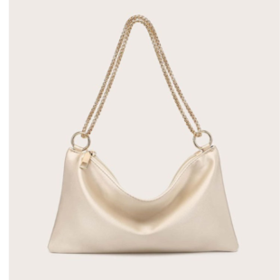 Champagne Casual Satin Minimalist Square Bag